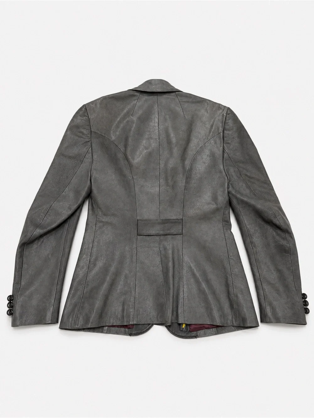 Vintage El Guante Grey Leather Blazer Jacket Women's XS/S Tailored Coat Ecuador